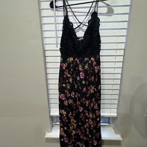 White Birch Floral Black Maxi Dress NWOT small